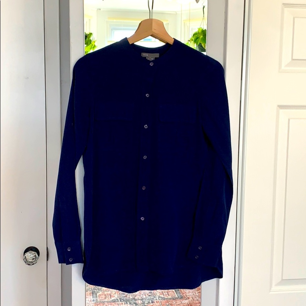 Vince Slim Fitted Stretch-Silk Blouse